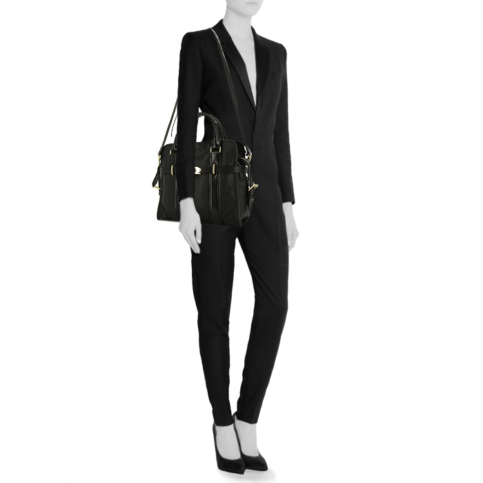 Bolso de mano Burberry Golderton en cuero granulado negro - Detail D2