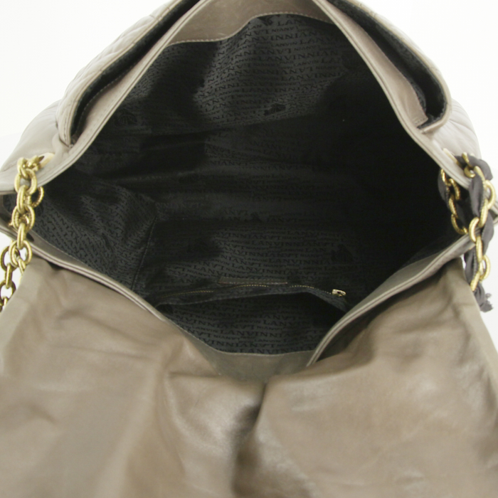Borsa Lanvin Happy in pelle trapuntata a zigzag color talpa - Detail D2