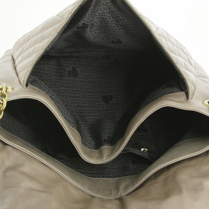 Borsa Lanvin Happy in pelle trapuntata a zigzag color talpa - Detail D3