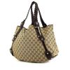 Gucci Pelham shopping bag in beige monogram canvas and brown leather - 00pp thumbnail