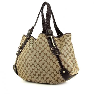 Bolso Cabás Gucci Pelham en lona Monogram beige y cuero marrón