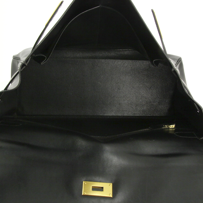 Sac à main Hermes Kelly 40 cm en cuir box noir - Detail D3
