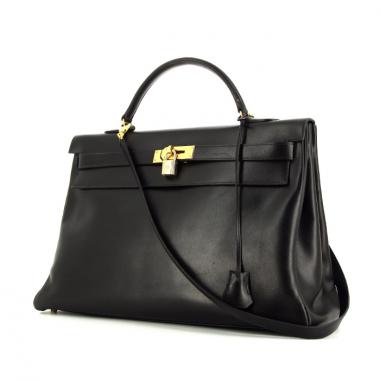 Sac à main Hermes Kelly 40 cm en cuir box noir
