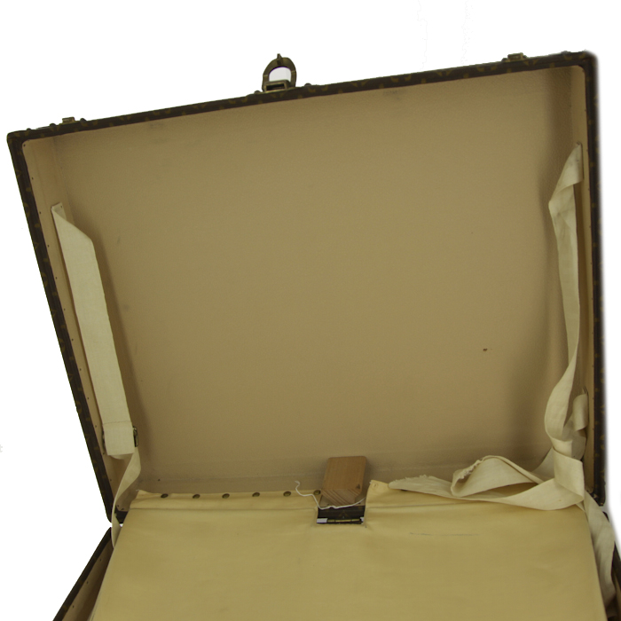 Valise Louis Vuitton en toile monogram et cuir naturel - Detail D4