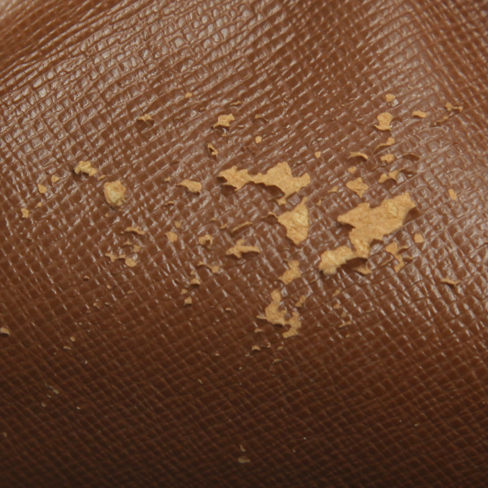 Bolso zurrón Louis Vuitton Amazone en lona Monogram marrón y cuero natural - Detail D4