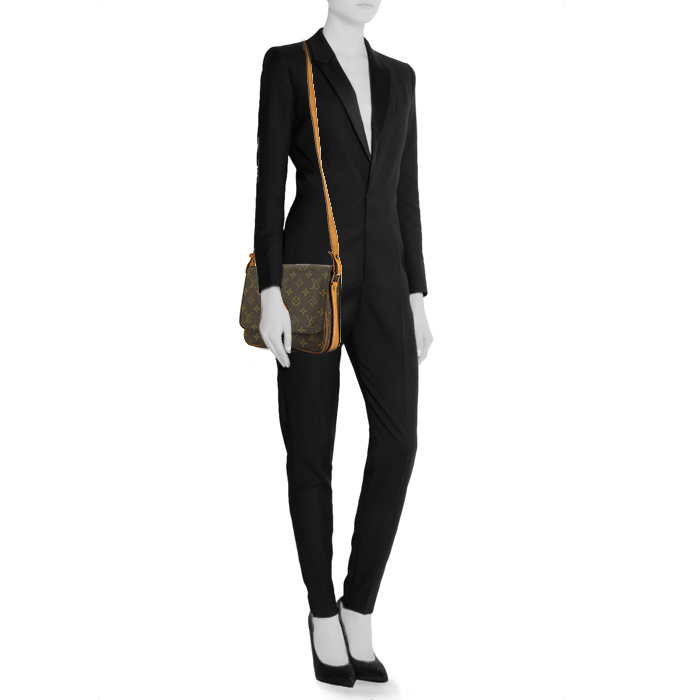 Louis Vuitton Cartouchiére messenger bag in monogram canvas and natural leather - Detail D1