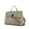 Gucci Bamboo handbag in grey grained leather and black bamboo - 00pp thumbnail