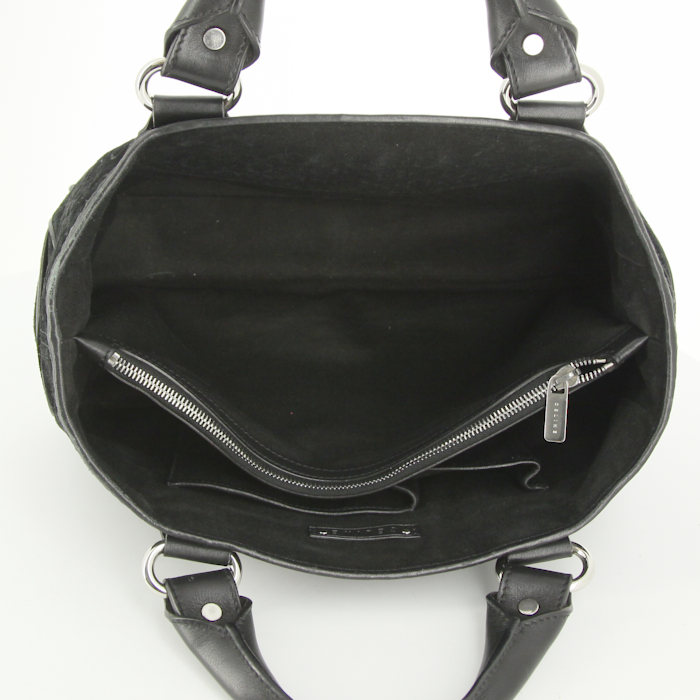 Celine Boogie handbag in black monogram suede and black leather - Detail D2