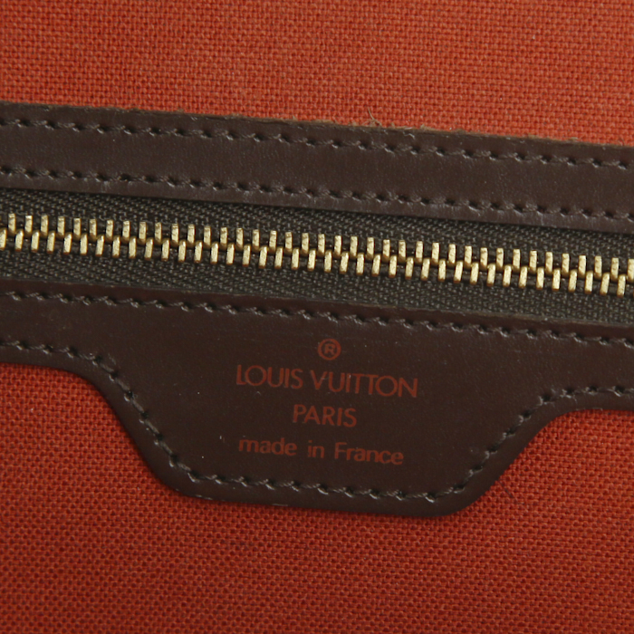Louis Vuitton Nolita handbag in ebene damier canvas and brown leather - Detail D3