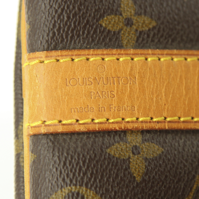 Louis Vuitton travel bag in brown monogram canvas and natural leather - Detail D4