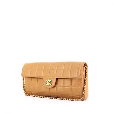 Chanel Classic Flap East West Chocolate Bar Ccfi13 176737 Beige Lambskin  Shoulder Bag, Chanel