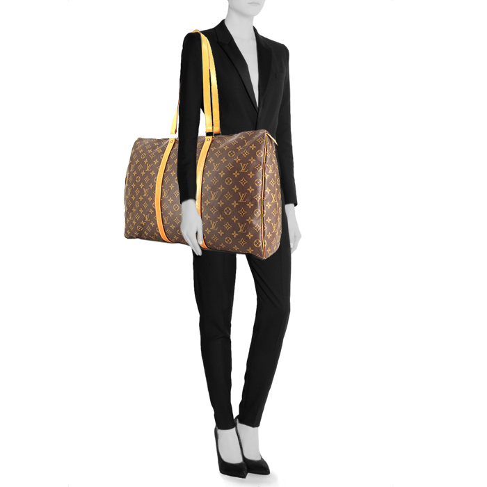 Louis Vuitton Flanerie travel bag in monogram canvas and natural leather - Detail D1