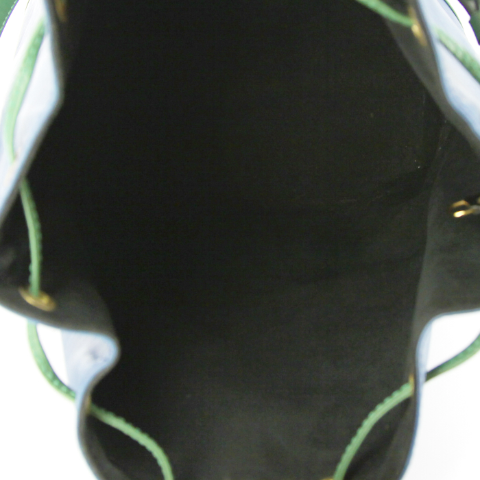 Bolso Cabás Louis Vuitton petit Noé modelo grande en cuero Epi azul y verde - Detail D2