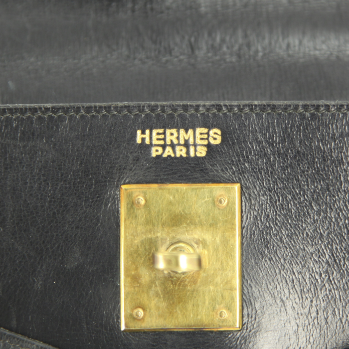 Borsa Hermes Kelly 32 cm in pelle box nera - Detail D3
