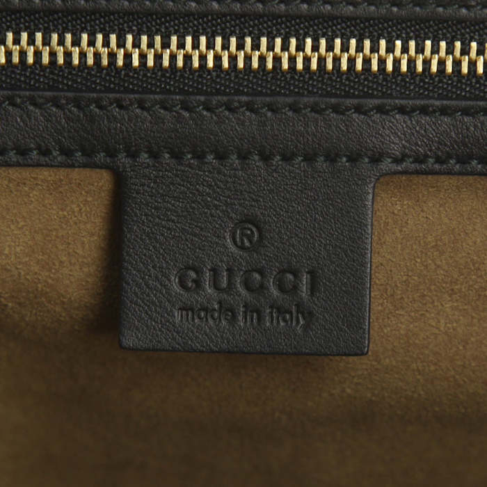 Gucci Padlock Suprême GG handbag in brown and black leather and beige monogram canvas - Detail D4