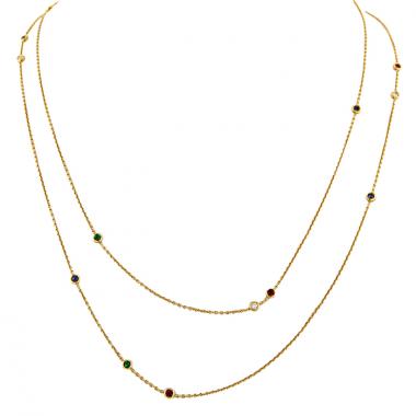 Collana lunga Dior Mimioui in oro giallo e pietre colorate