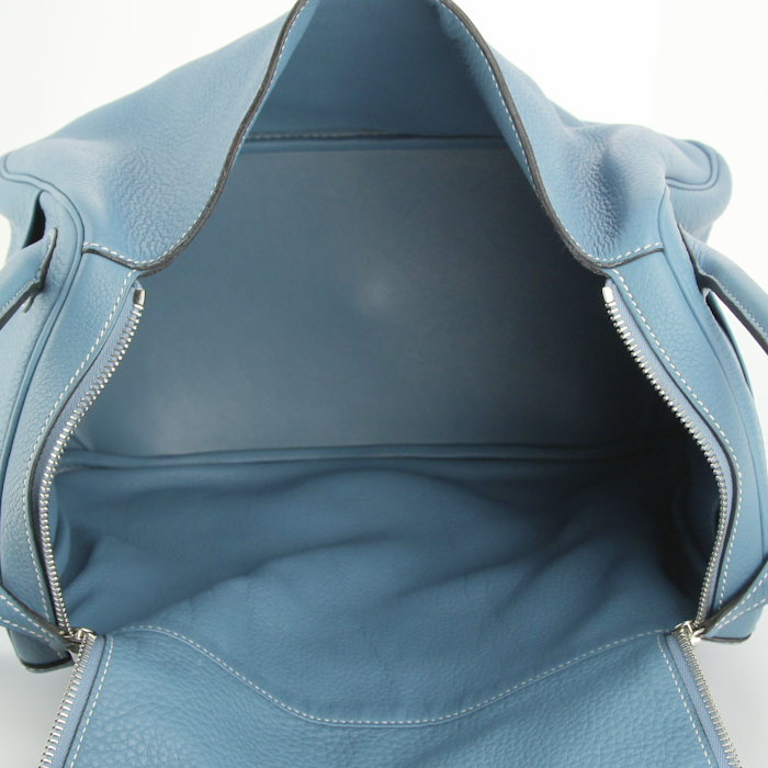 Borsa Hermes Lindy in pelle togo blu - Detail D2