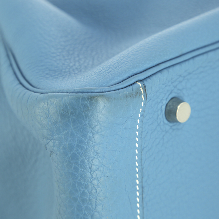 Hermes Lindy handbag in blue jean togo leather - Detail D5