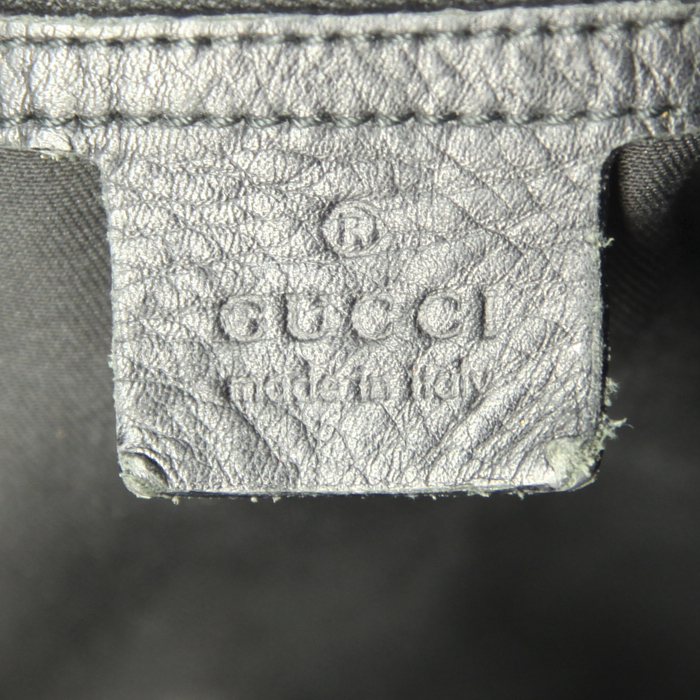 Borsa da spalla o a mano Gucci Bamboo Indy Hobo in tela monogram nera e bambù - Detail D3