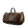 Bolsa de viaje Louis Vuitton Keepall 55 cm en lona Monogram marrón y cuero negro - 00pp thumbnail