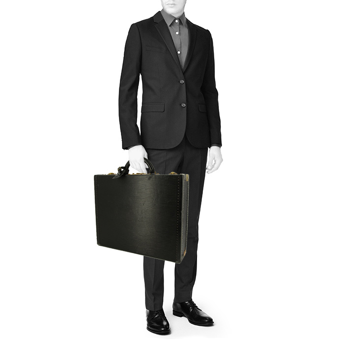 Louis Vuitton President briefcase in black epi leather - Detail D1