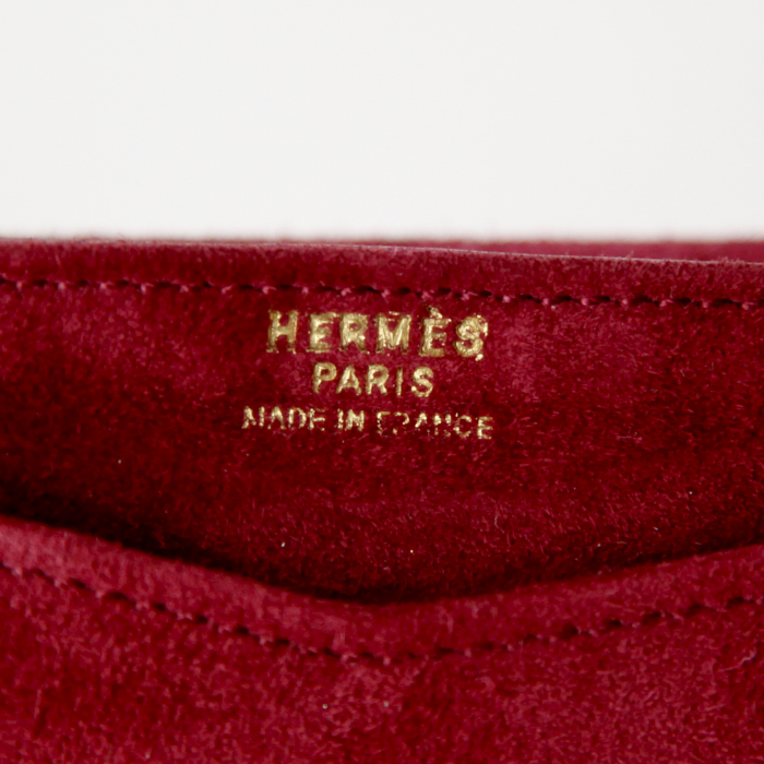 Hermes Pan pouch in raspberry pink velvet - Detail D3
