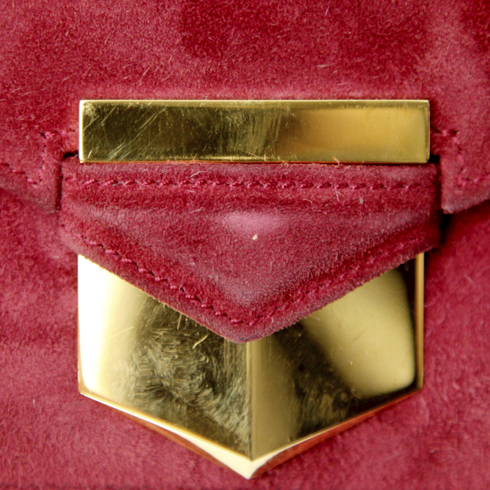 Hermes Pan pouch in raspberry pink velvet - Detail D4