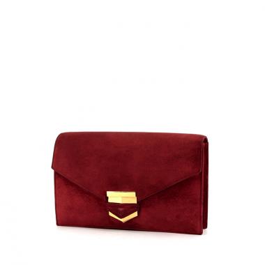 Pochette Hermes Pan en velours rose-framboise
