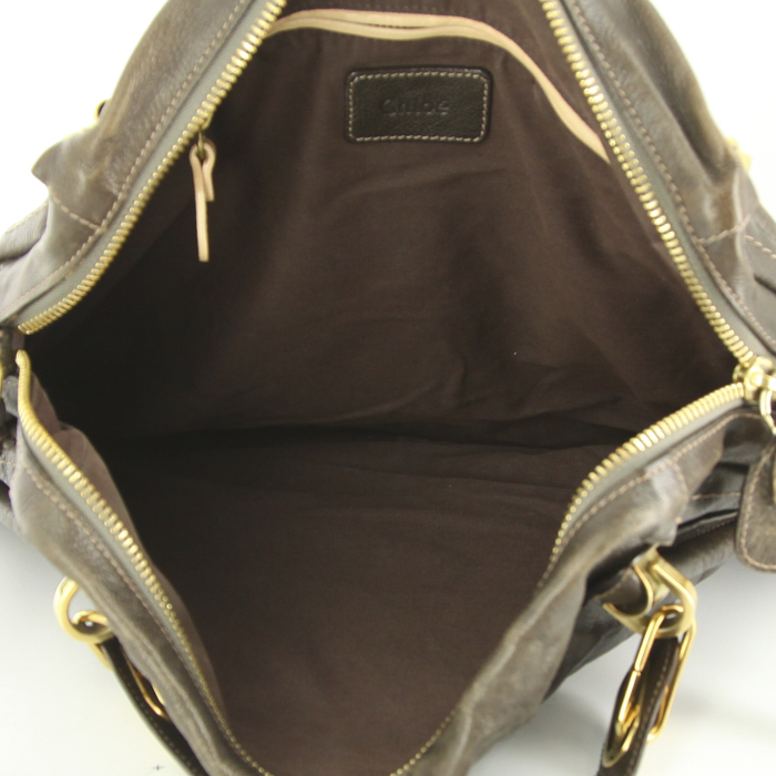 Borsa Chloé Paraty modello grande in pelle marrone scuro - Detail D3