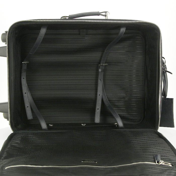 Valise Prada en cuir saffiano bleu-marine - Detail D2
