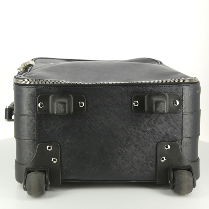 Prada suitcase in navy blue leather saffiano - Detail D4