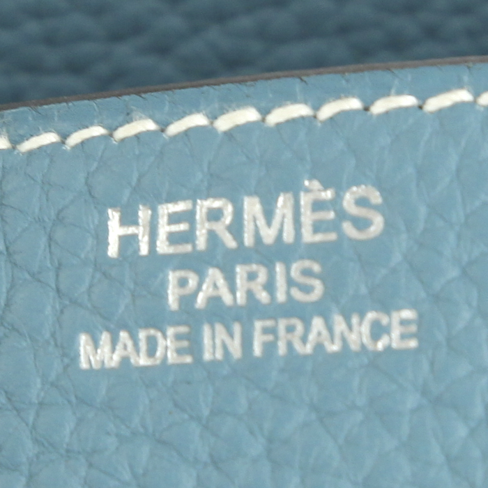 Hermes Birkin 40 cm handbag in blue jean togo leather - Detail D3