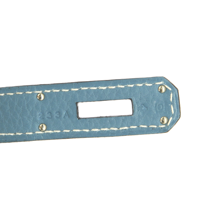 Borsa Hermes Birkin 40 cm in pelle togo blu - Detail D4