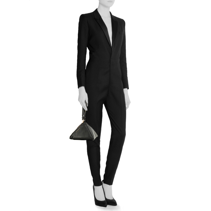 Pochette Givenchy Triangle en cuir noir - Detail D1