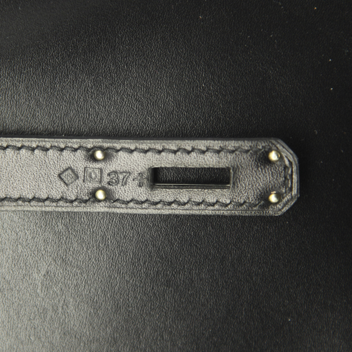 Hermes Birkin 35 cm handbag in black box leather - Detail D4