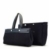 Hermes Herbag shopping bag in navy blue canvas and blue leather - Detail D2 thumbnail