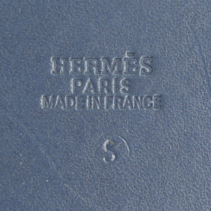 Sac cabas Hermes Herbag en toile bleu-marine et cuir bleu - Detail D4