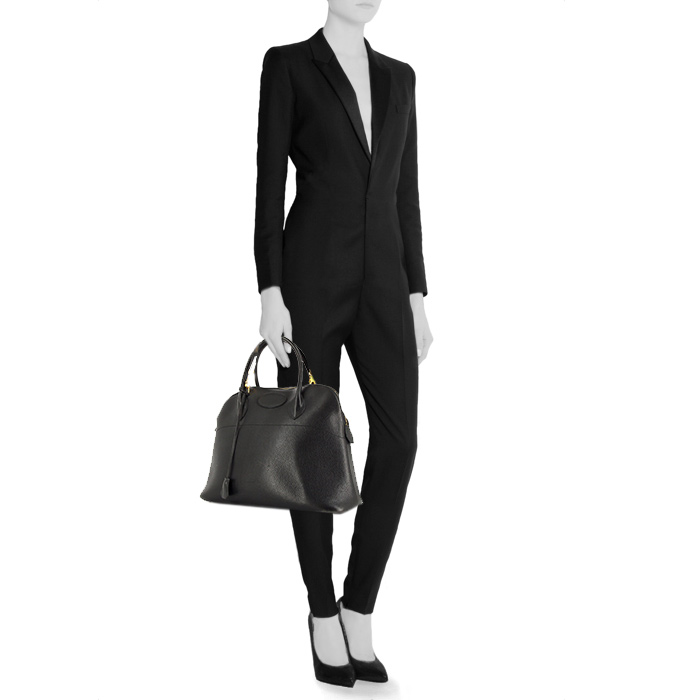 Sac à main Hermes Bolide 30 cm en cuir Ardenne noir - Detail D1