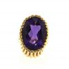Vintage 1970's signet ring in 14 carats yellow gold and amethyst - 360 thumbnail