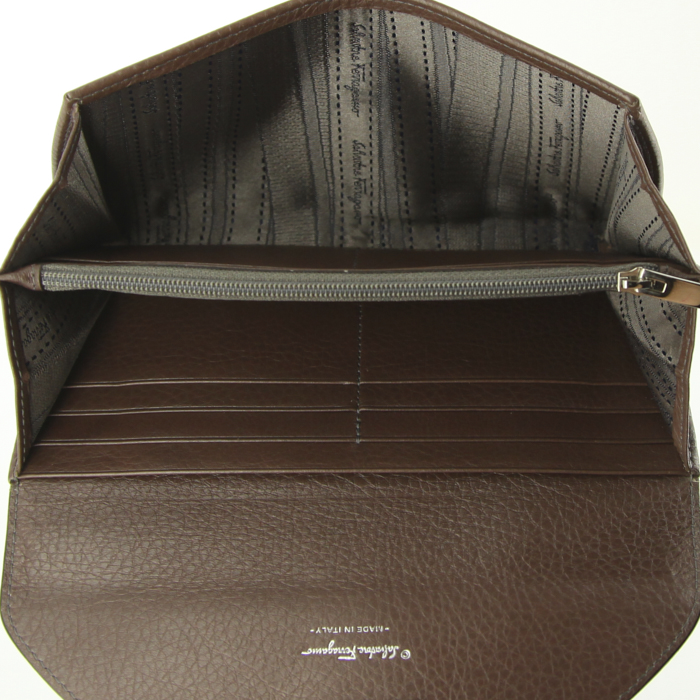 Portafogli Salvatore Ferragamo in pelle togo marrone - Detail D2