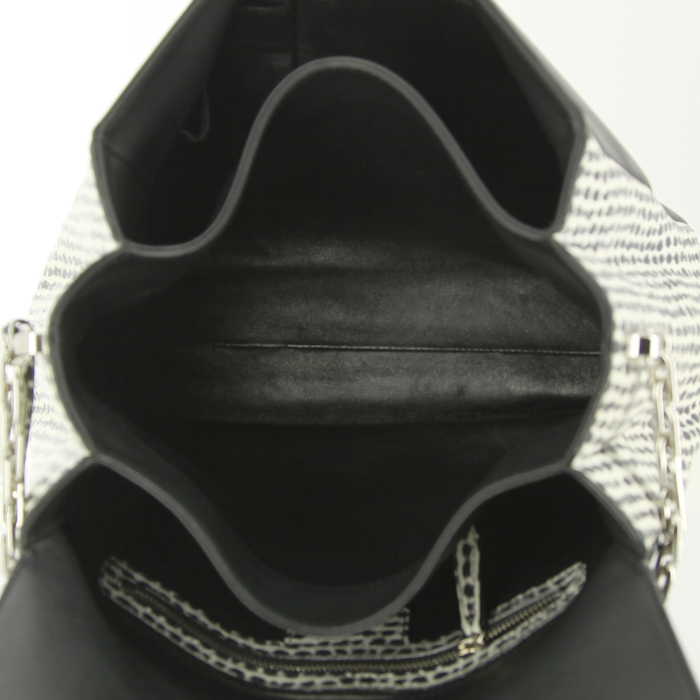 Sac à main Dior Diorling en cuir bicolore noir et blanc-cassé et cuir noir - Detail D2