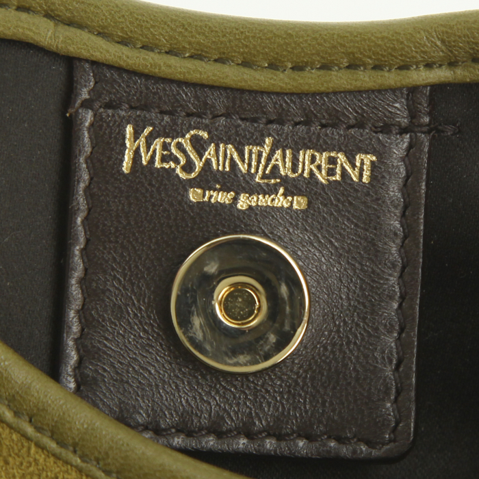 Yves Saint Laurent Mombasa handbag in anise green and purple suede - Detail D3