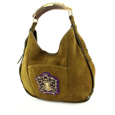 Sac à main Yves Saint Laurent Mombasa en daim vert-anis et violet