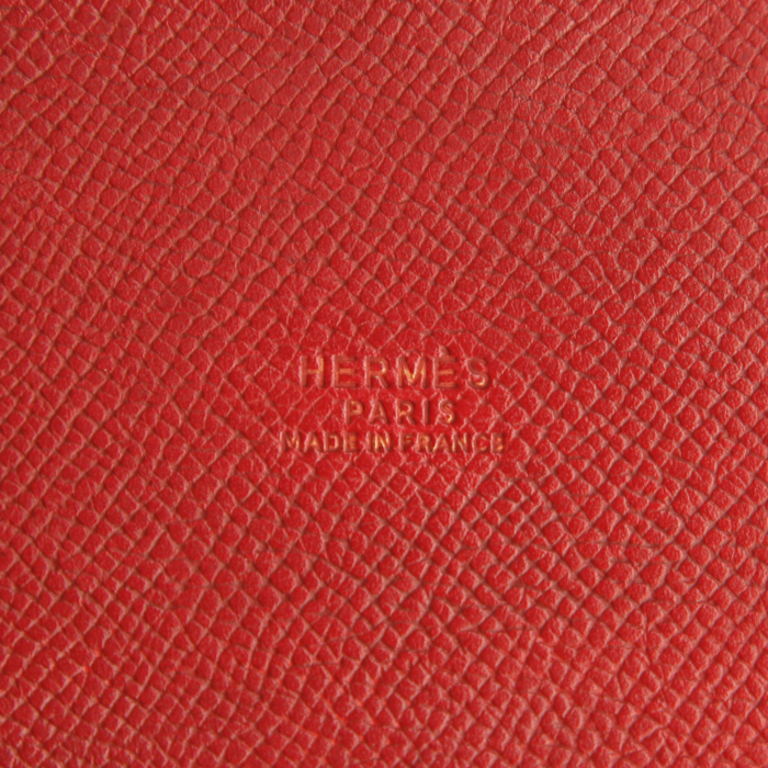 Sac besace Hermes Matelot en cuir grainé rouge - Detail D3