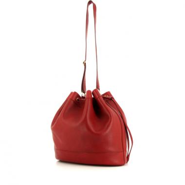 Bolso zurrón Hermes Matelot en cuero granulado rojo