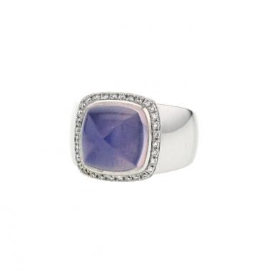 Fred Pain de Sucre medium model ring in white gold,  diamonds and chalcedony Fred Pain de Sucre medium model ring in white gold,  diamonds and chalcedony