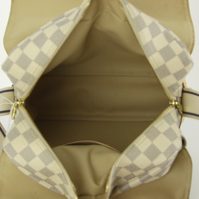 Louis Vuitton Naviglio shoulder bag in azur damier canvas and natural leather - Detail D2