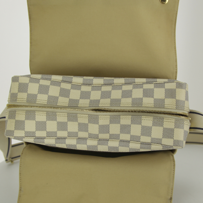 Louis Vuitton Naviglio shoulder bag in azur damier canvas and natural leather - Detail D3