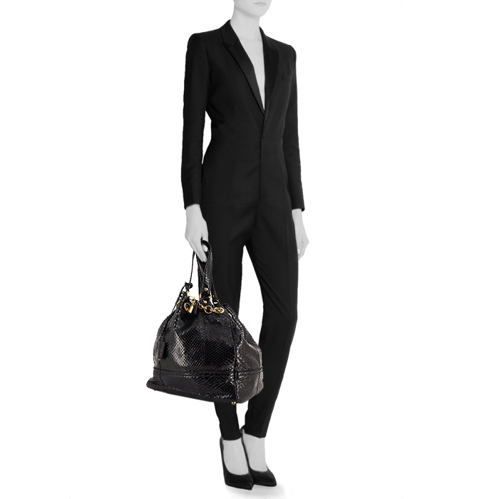 Sac cabas Saint Laurent en python noir - Detail D1
