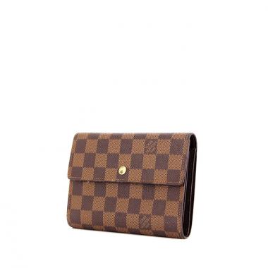 Billetera Louis Vuitton Alexandra en lona a cuadros ébano y cuero marrón